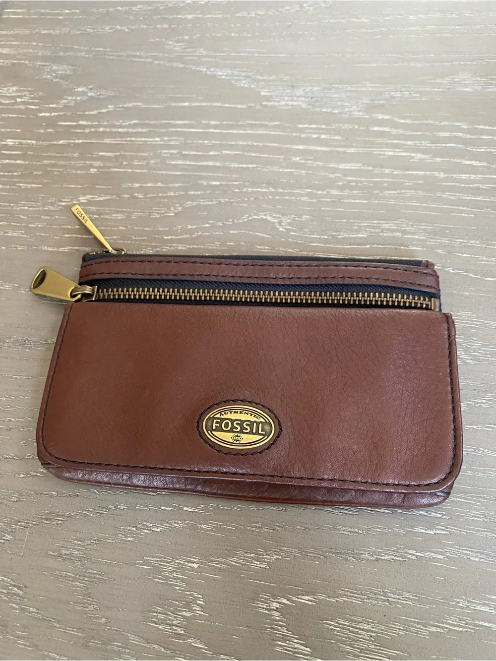 Fossil Explorer Flap Clutch Leather Wallet Espresso Brown Organizer 2 Zip SL3246